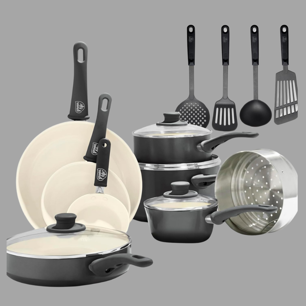 GreenLife Soft Grip 16 Piece Cookware Set